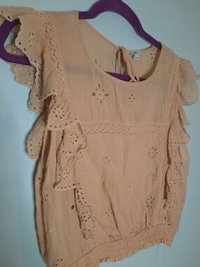 aerie Medium Eyelet Ruffle Sleeve Tank Blouse